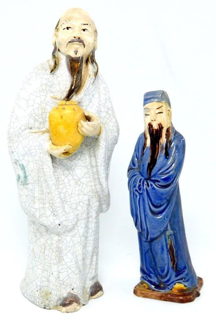 Pair of Chinese Mudmen Hand-Sculpted Figures (1 of 10)