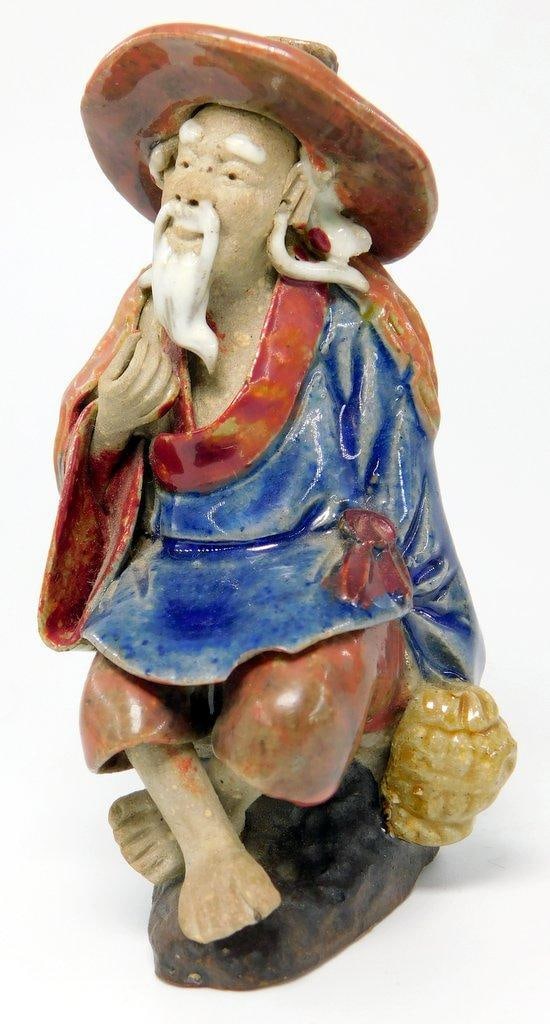 Pair of Chinese Mudmen Sage Figurines - 2