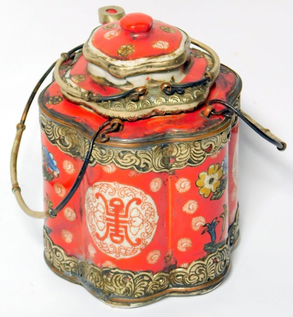 Chinese Enameled Metal Tea Kettle, Hot-Water Pot - 7