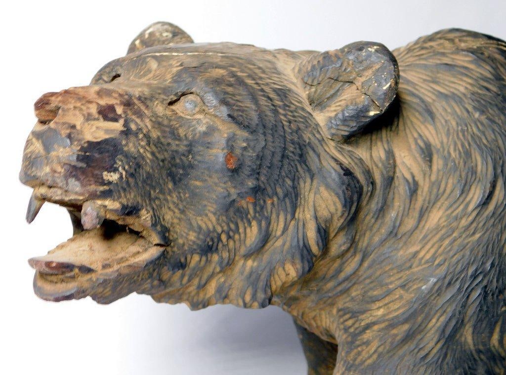 Antique Swiss Black Forest Carved Wooden Bear - 3
