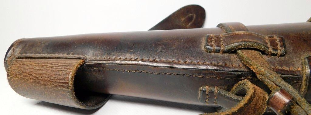 Antique English Hunting Glass Saddle Fask in Leather Case - 19