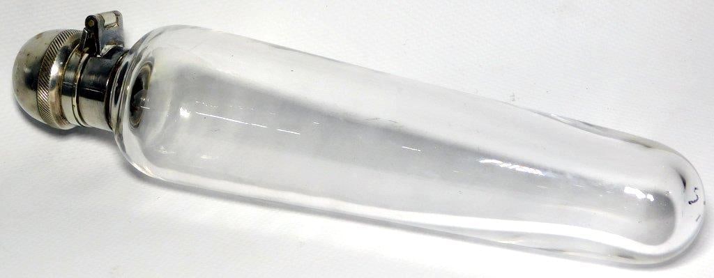 Antique English Hunting Glass Saddle Fask in Leather Case - 3