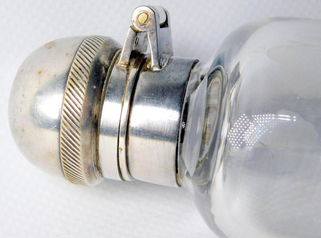 Antique English Hunting Glass Saddle Fask in Leather Case - 4