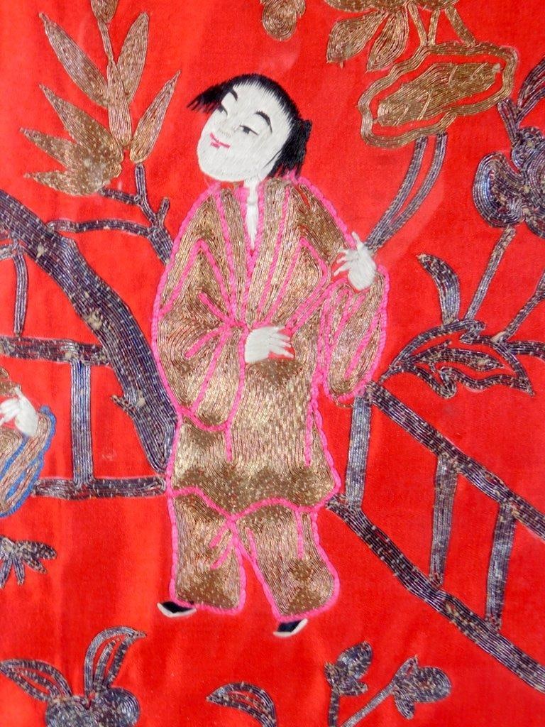 Framed Chinese Silk Embroidery Children at Play Art - 4