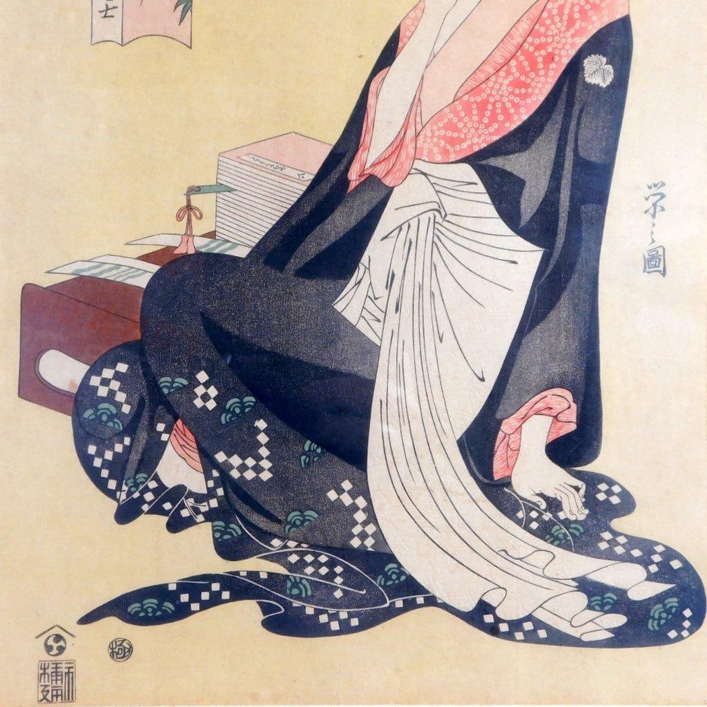 Chobunsai Eishi Ukiyo-e bijin-ga Framed Print - 4