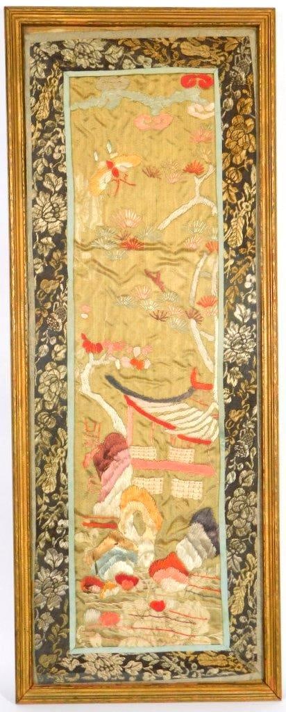Antique Chinese Kesi Embroidered Textile Panel, Framed (1 of 13)