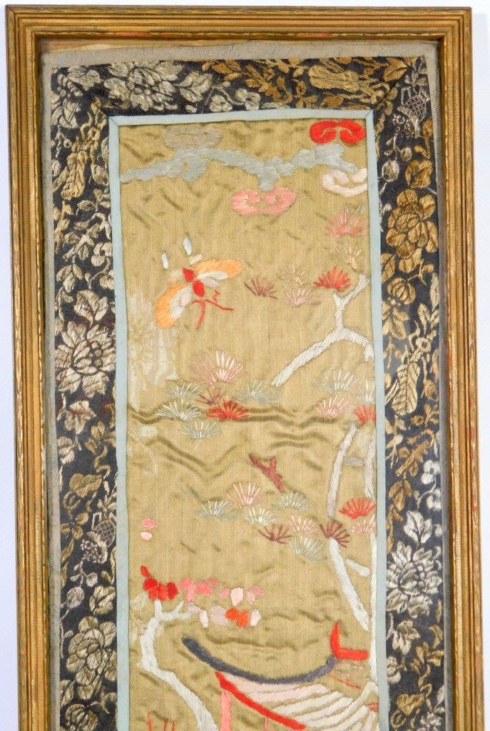 Antique Chinese Kesi Embroidered Textile Panel, Framed - 2