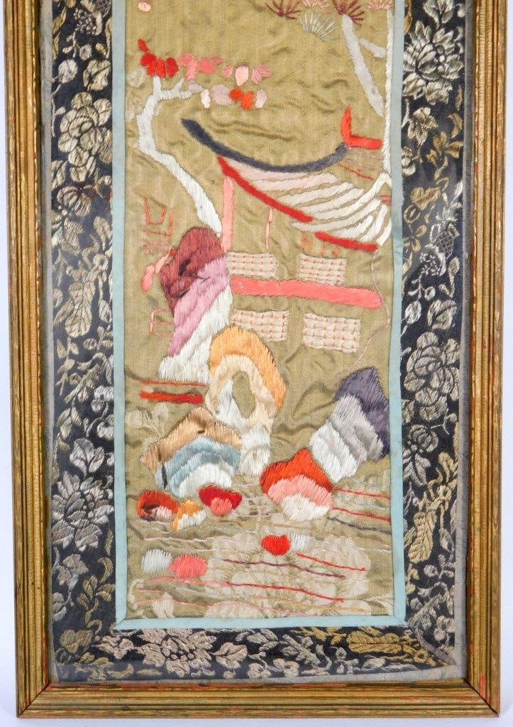 Antique Chinese Kesi Embroidered Textile Panel, Framed - 3