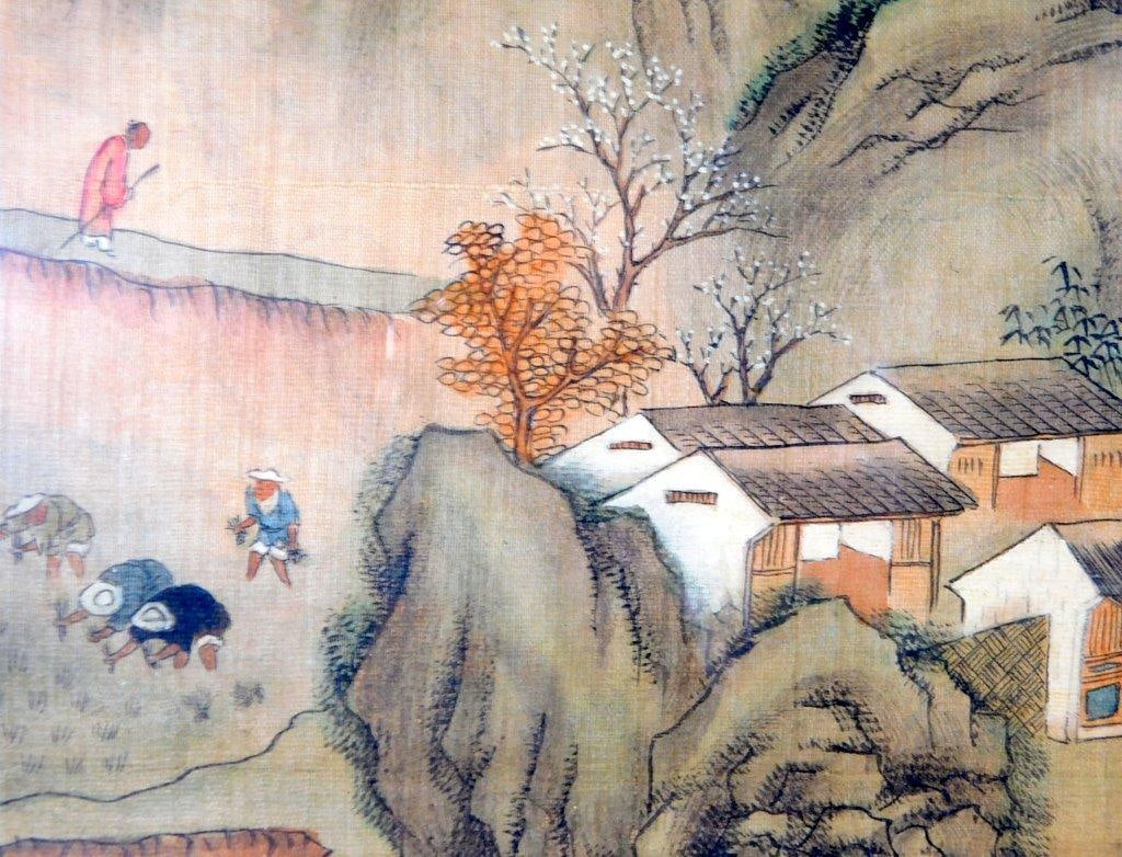 Chinese Literati Misty Mountain Village on Silk Framed Art - 10