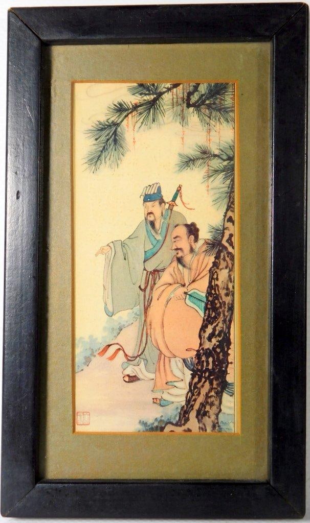 Matched Pair of Framed Chinese Paintings, Likely Gouache on Silk - 2