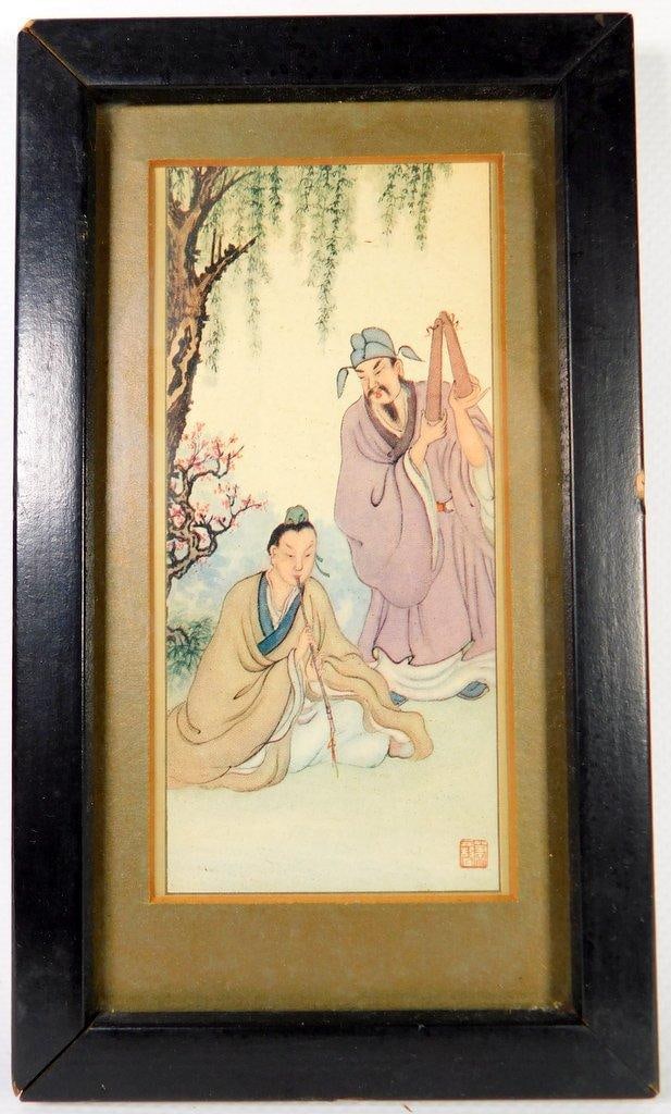 Matched Pair of Framed Chinese Paintings, Likely Gouache on Silk - 9