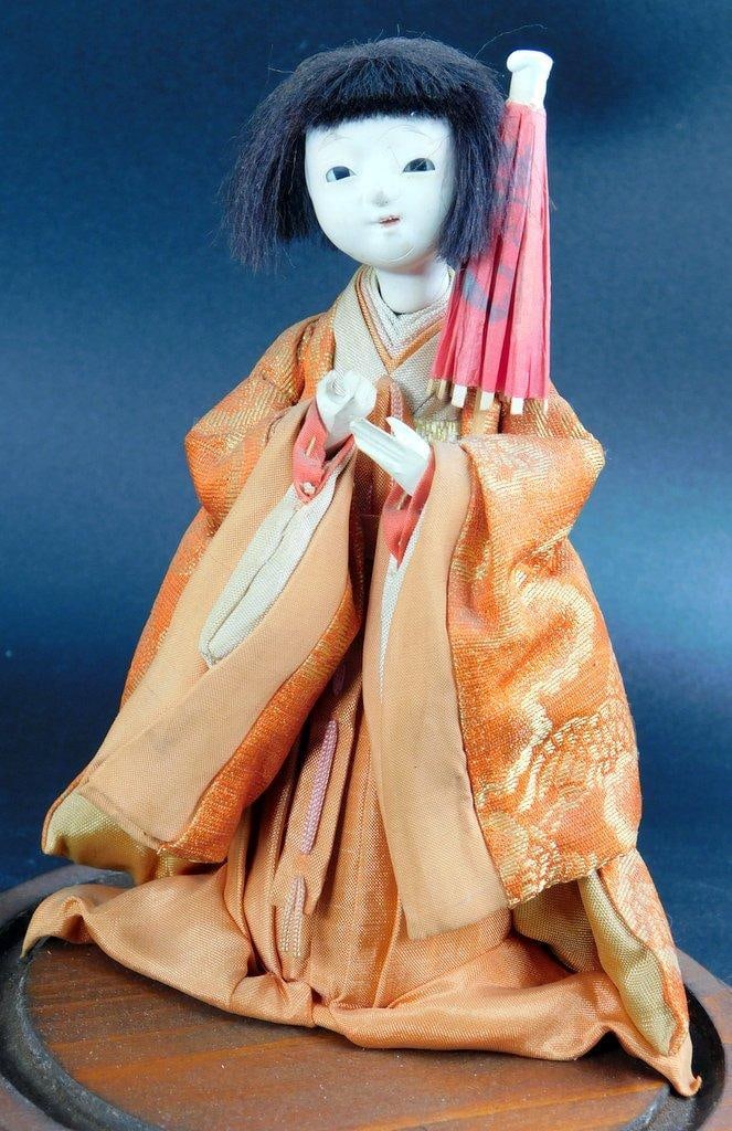 Japanese Ichimatsu Doll w/ Glass Display Dome - 2