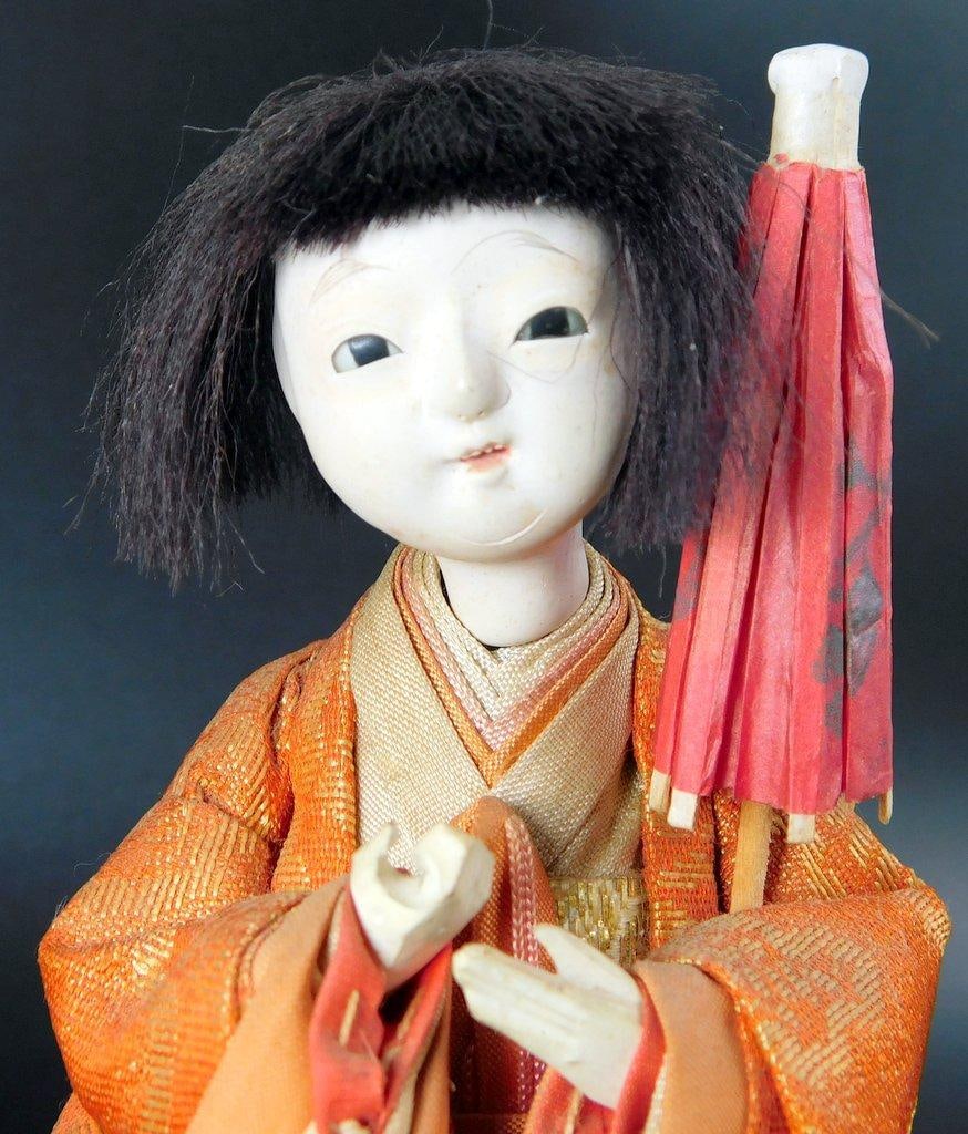 Japanese Ichimatsu Doll w/ Glass Display Dome - 4