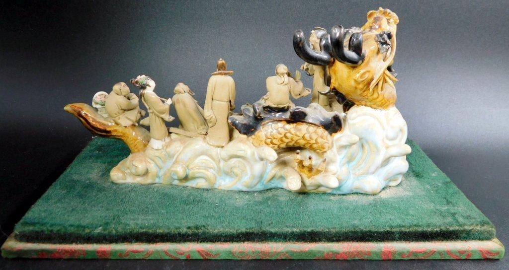 Chinese Figural Sculpture, Dragon w/ Eight Immortals of Daoist Mythology - 12