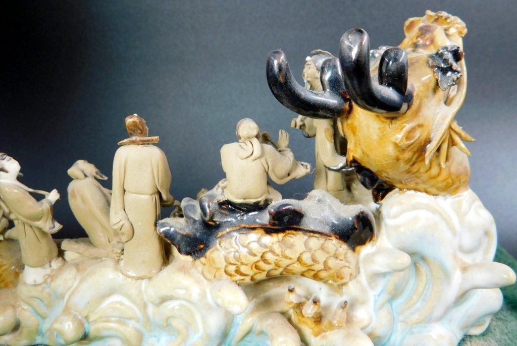 Chinese Figural Sculpture, Dragon w/ Eight Immortals of Daoist Mythology - 14