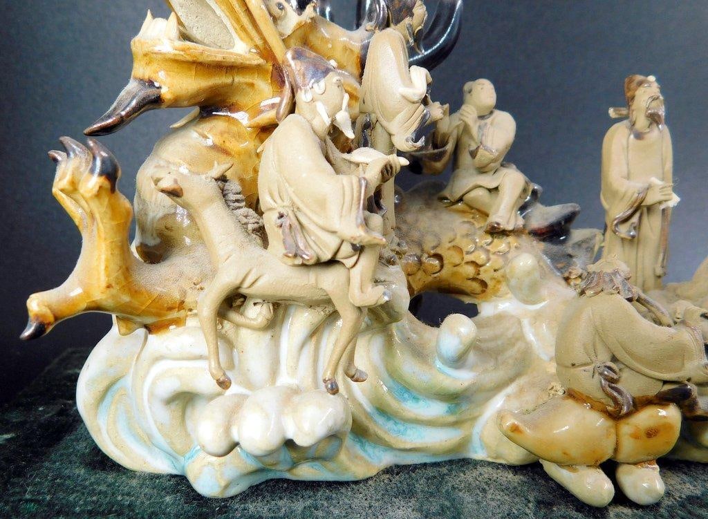 Chinese Figural Sculpture, Dragon w/ Eight Immortals of Daoist Mythology - 8