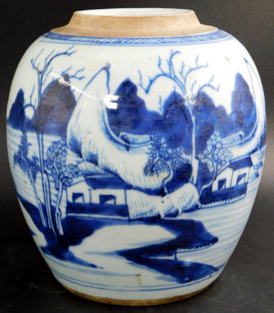 Chinese Ginger Porcelain Jar in Blue-and-White Finish - 2