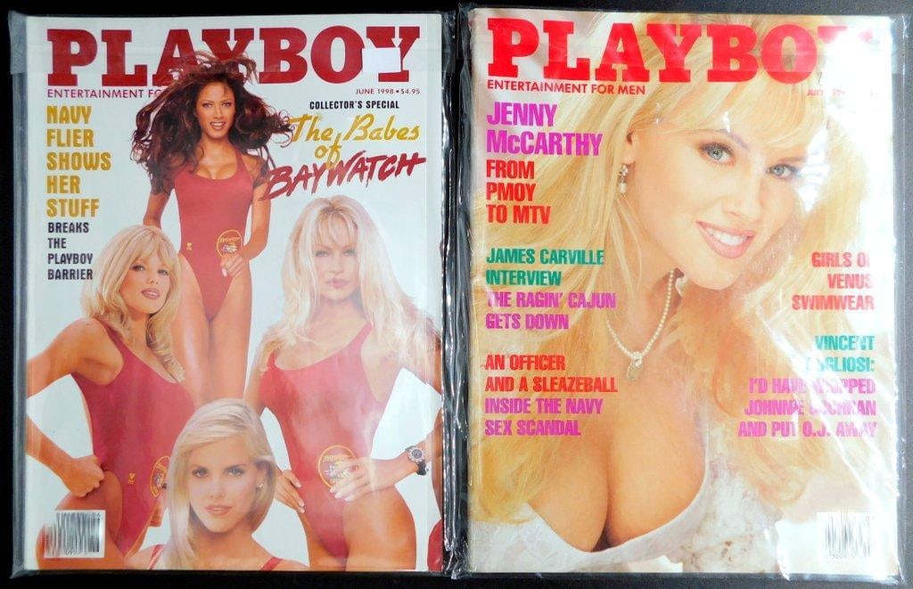 Playboy Magazines June and July 1998 Featuring Baywatch and Jenny McCarthy: Playboy magazines from June and July 1998 The June 1998 issue is a collector's special titled The Babes of Baywatch, while the July 1998 issue features Jenny McCarthy on the cover Both magazines