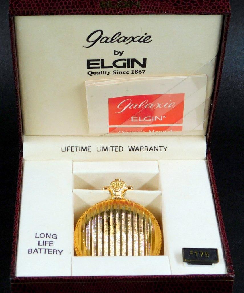 Elgin Galaxie Quartz Pocket Watch with Chain and Original Box - 2