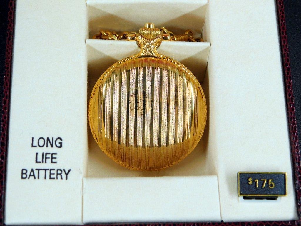 Elgin Galaxie Quartz Pocket Watch with Chain and Original Box - 4