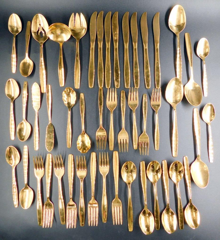 Rogers Cutlery Co. Gold-Tone Flatware, 76 Pieces - 11