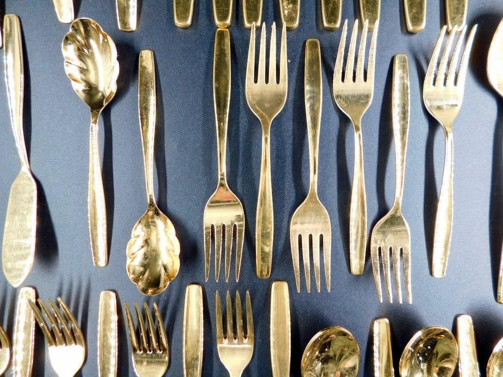 Rogers Cutlery Co. Gold-Tone Flatware, 76 Pieces - 6