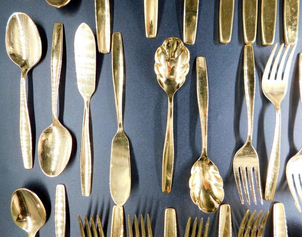 Rogers Cutlery Co. Gold-Tone Flatware, 76 Pieces - 7