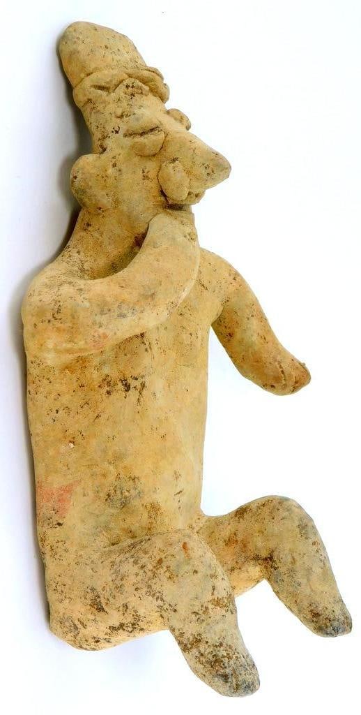 Pre-Columbian Jalisco Ceramic Pottery Seated Figure Of A Man - 3