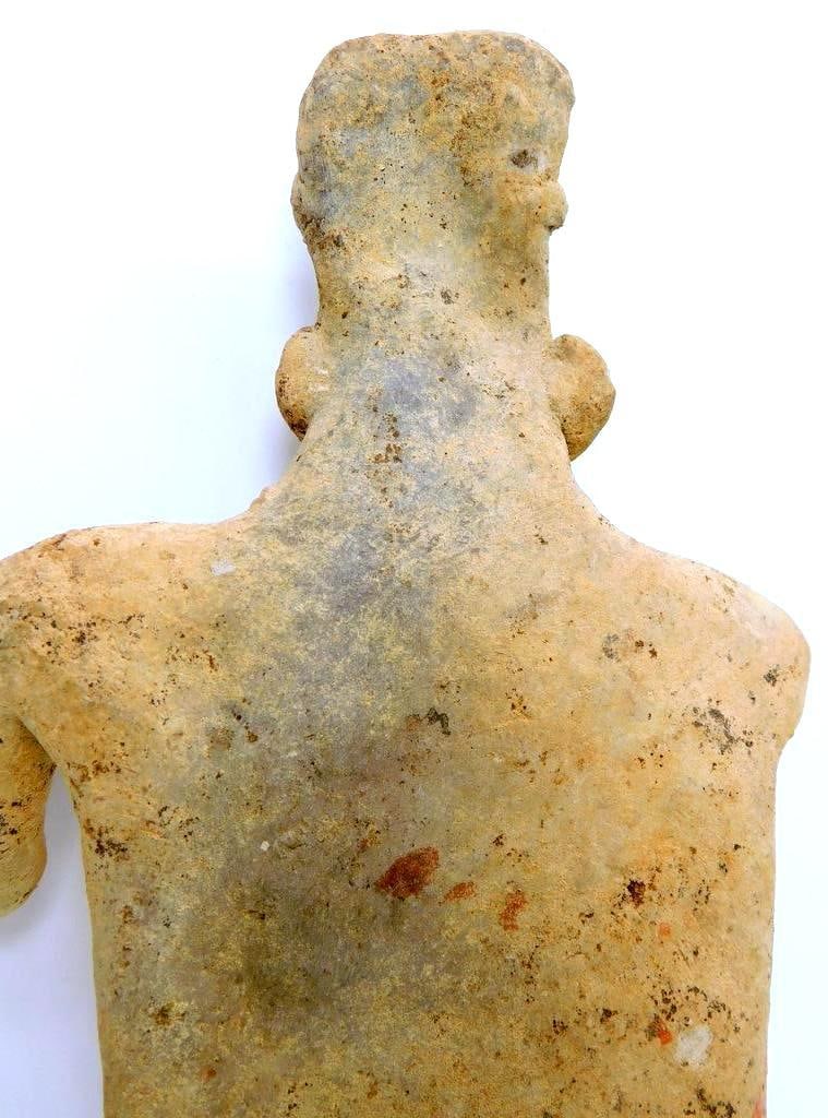 Pre-Columbian Jalisco Ceramic Pottery Seated Figure Of A Man - 5