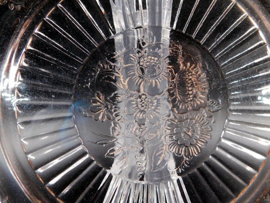 Pink Depression Glass Plate w/ Floral Garland Design - 4