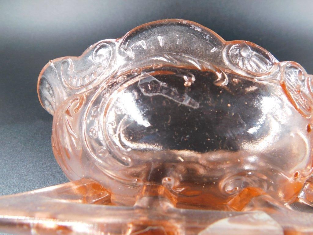Pink Depression Glass Covered Dish Santa and Sleigh - 8