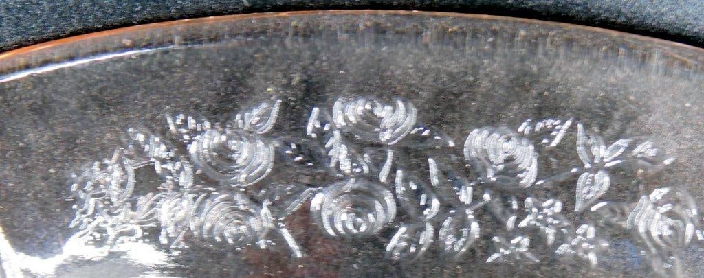 Pink Depression Glass Oval Serving Platter w/ Floral Design - 7