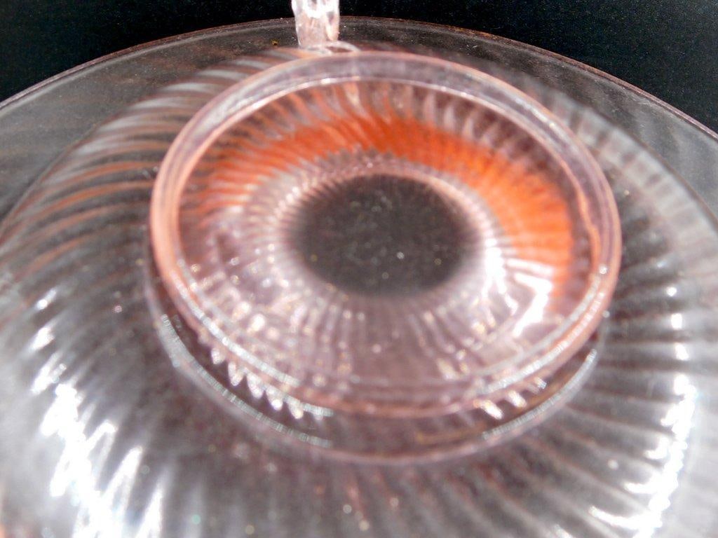 Pink Depression Glass Bowl w/ Dolphin Feet - 5