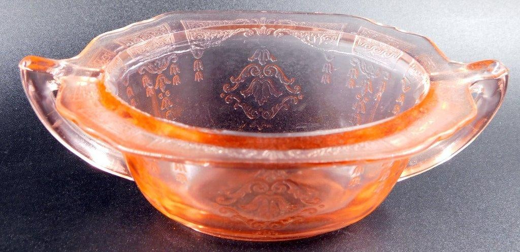 Pink Depression Glass Creamer, Sugar Bowl, and Ladle Set - 6