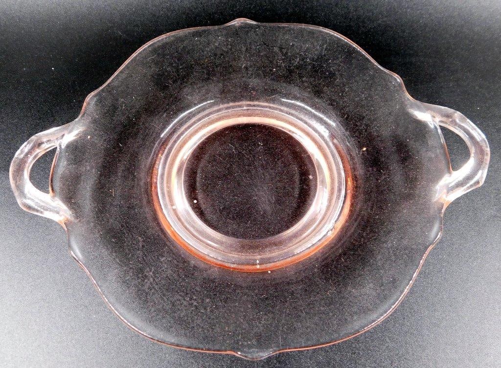 Depression Glass Pink Creamer and Handled Underplate - 2