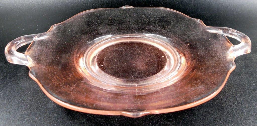 Depression Glass Pink Creamer and Handled Underplate - 3