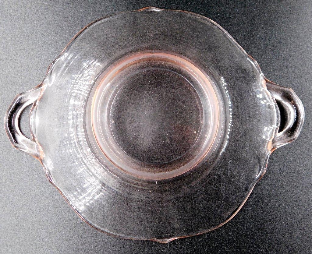 Depression Glass Pink Creamer and Handled Underplate - 5