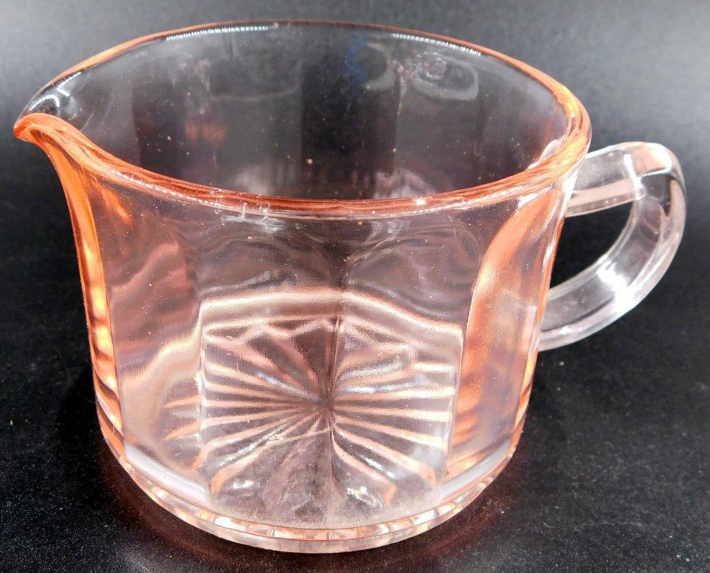 Depression Glass Pink Creamer and Handled Underplate - 8