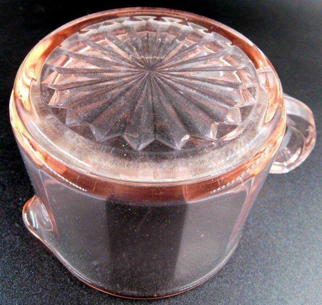 Depression Glass Pink Creamer and Handled Underplate - 9