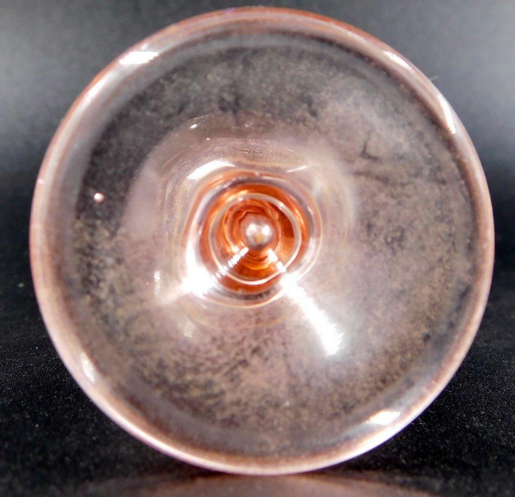 Pink Depression Glass Salt and Pepper Shakers w/ Metal Lids - 7