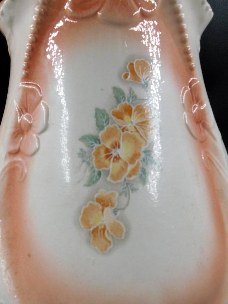 Porcelain Wash Bowl and Pitcher w/ Floral Design and Marked Bases - 9