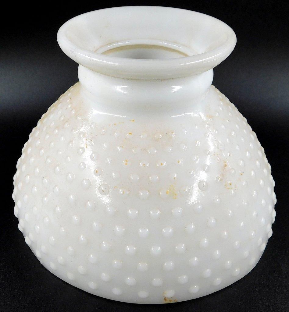 Hobnail Red and White Glass Lamp Shades w/ Brass Success Burner - 6