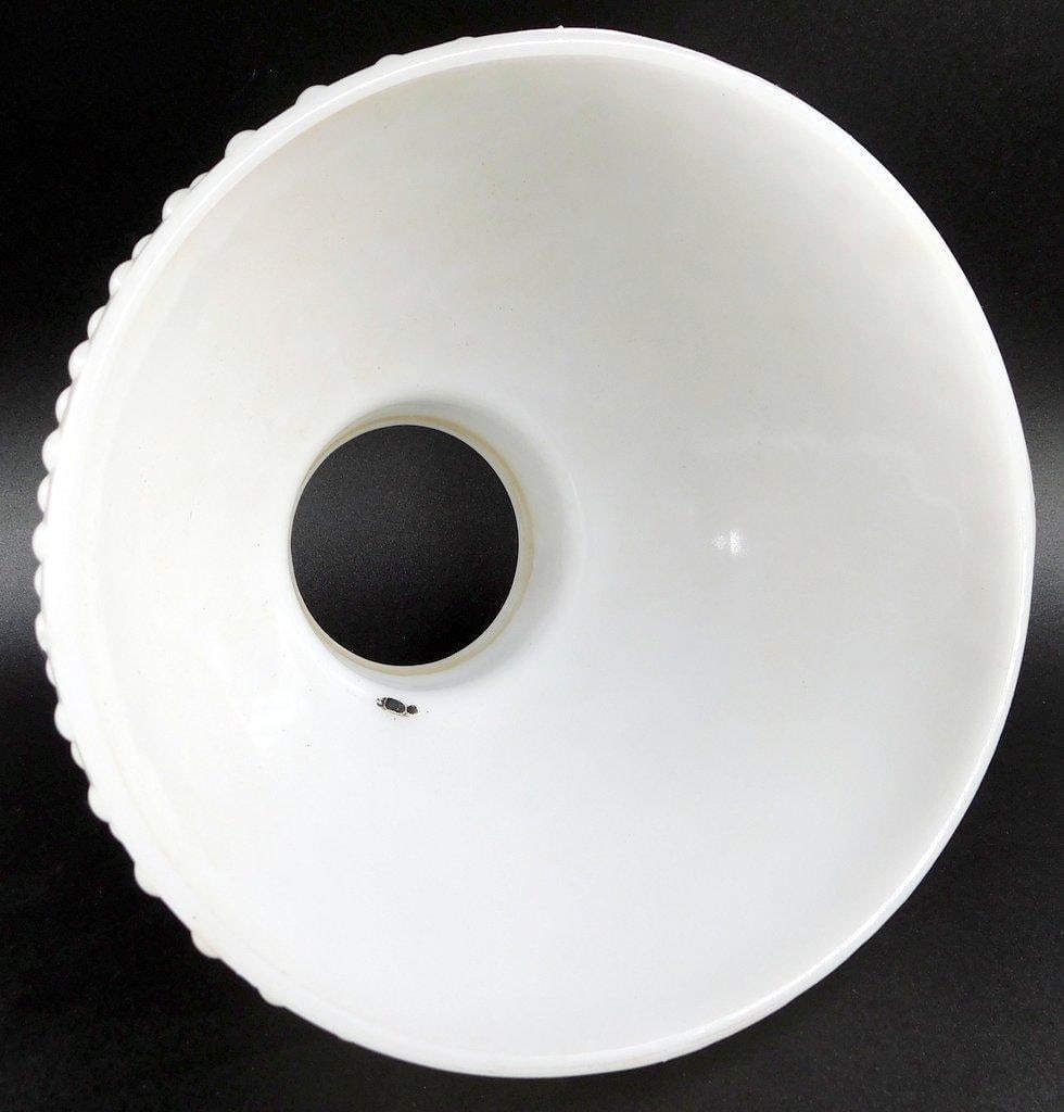 Hobnail Red and White Glass Lamp Shades w/ Brass Success Burner - 7