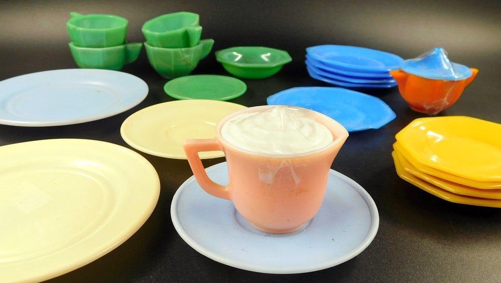 Child-size Jadite Porcelain Dishware, Various Pieces - 16