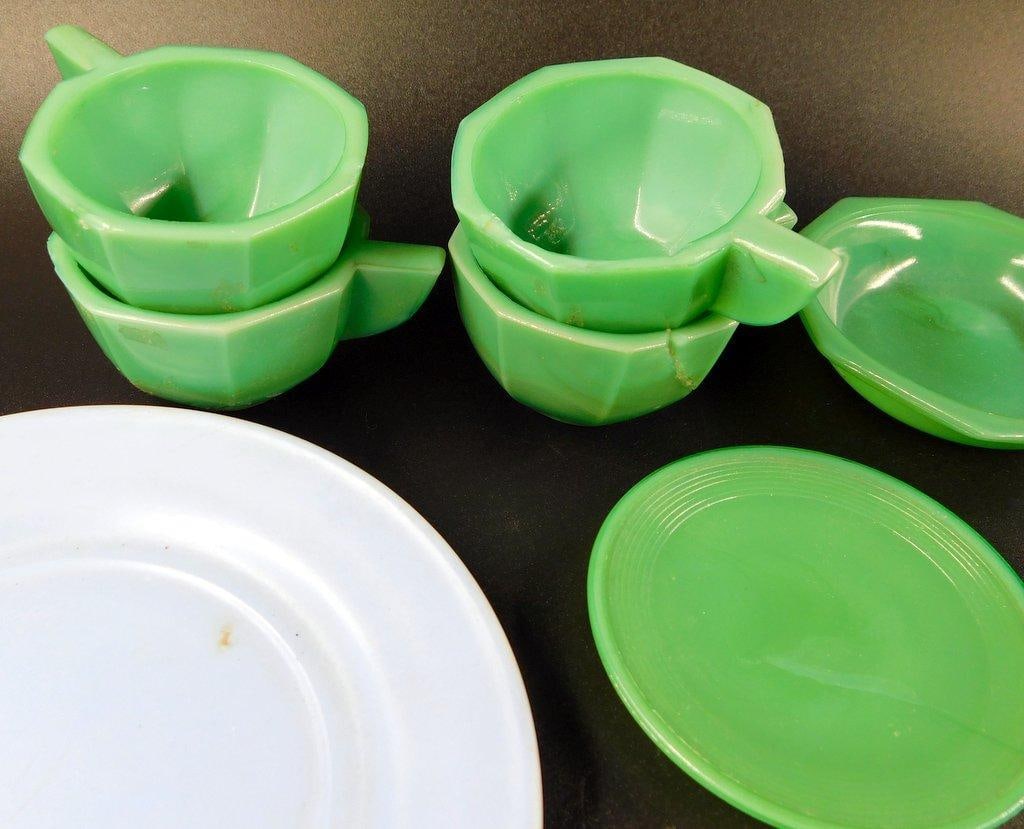 Child-size Jadite Porcelain Dishware, Various Pieces - 4