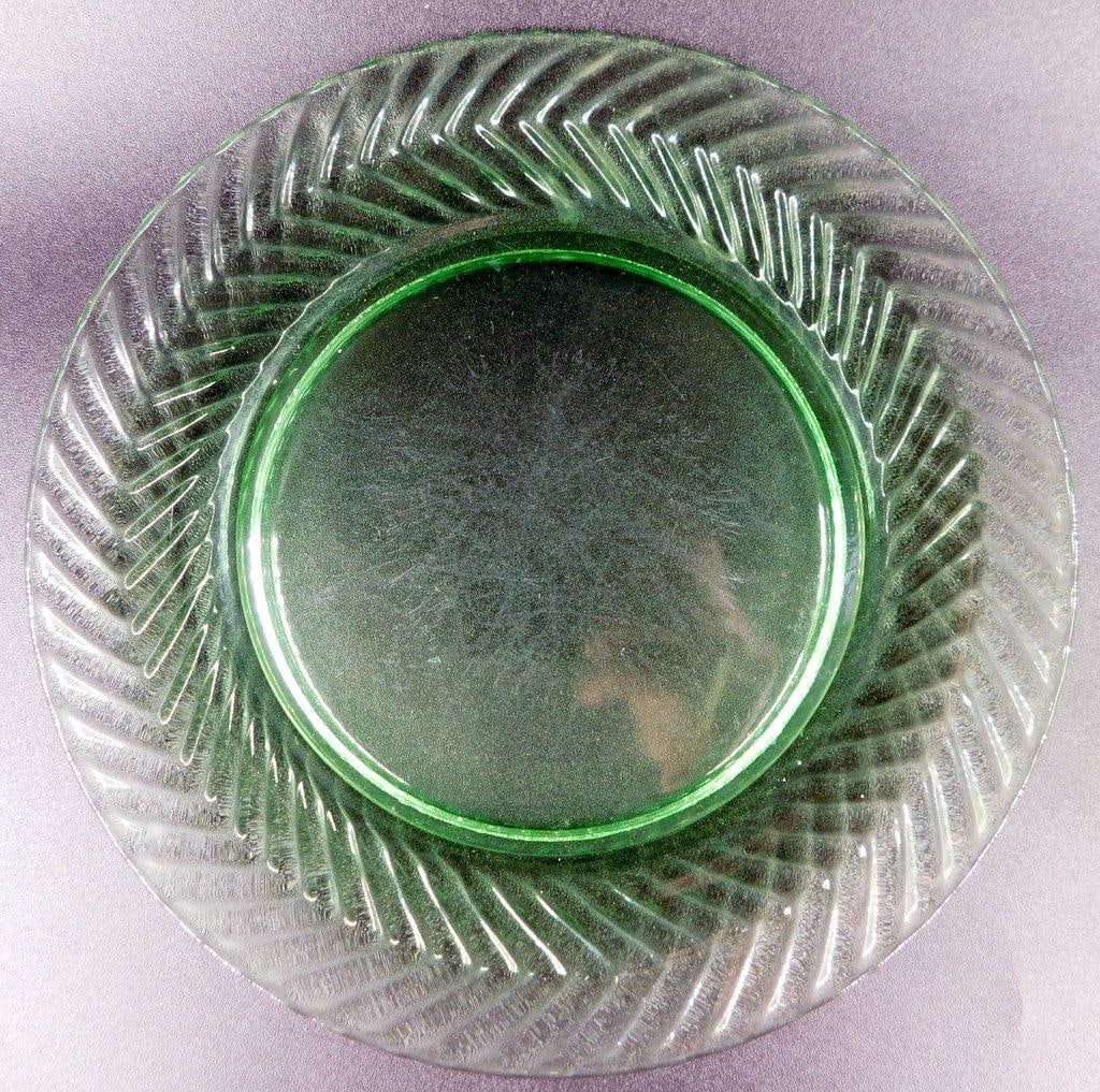 Green Depression Glassware, Including Vase, Cups, and Plate Grouping - 5