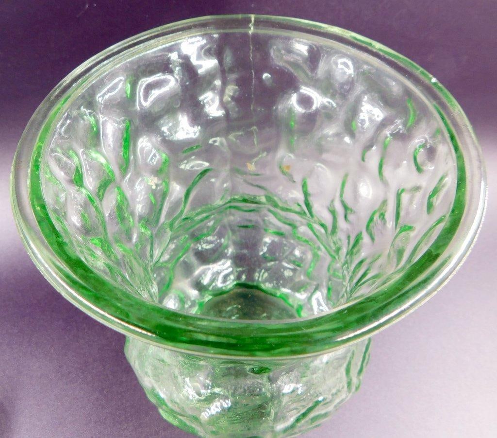 Green Depression Glassware, Including Vase, Cups, and Plate Grouping - 7