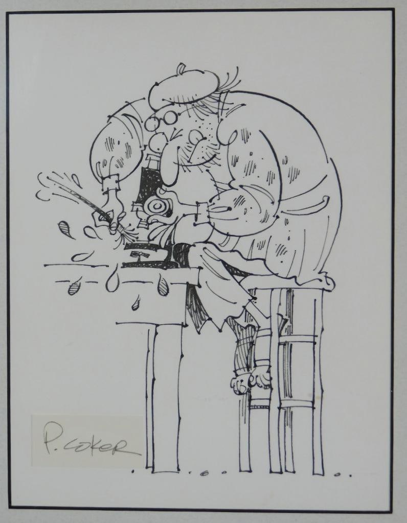 Original Framed Drawing by Listed Artist Paul Coker Jr. for L. Panagini Art Book - 2