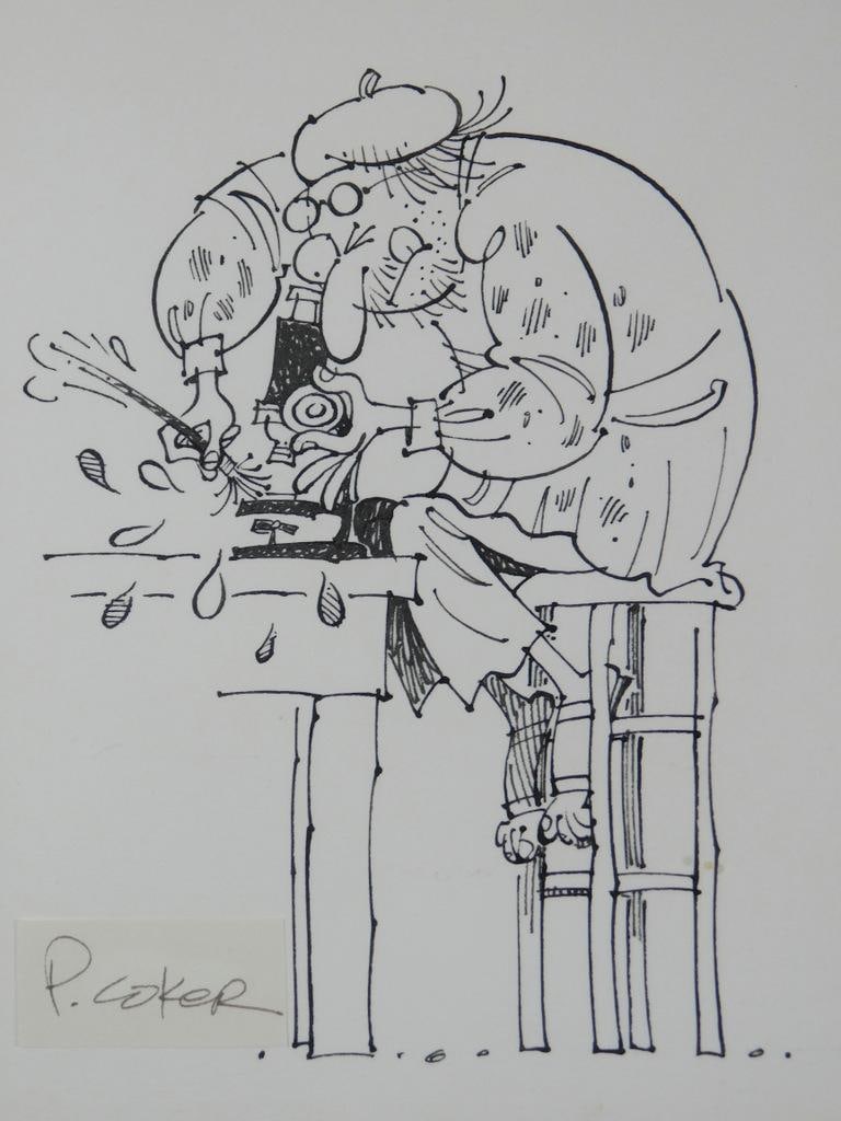 Original Framed Drawing by Listed Artist Paul Coker Jr. for L. Panagini Art Book - 4