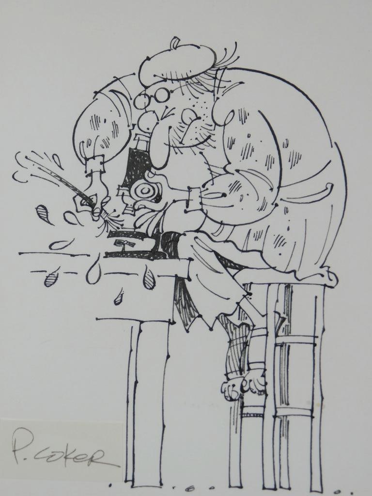 Original Framed Drawing by Listed Artist Paul Coker Jr. for L. Panagini Art Book - 5